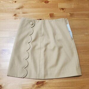 J. CREW Scalloped Khaki Skirt G0955 Small Size 2